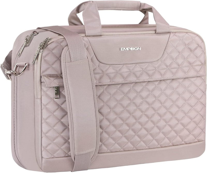 EMPSIGN 17.3 Inch Laptop Bag, Large Capacity Expandable Briefcase for Women & Men Business Office, Water-Repellent Laptop Case Travel Computer Bag with RFID Pockets, Dusty Pink - Image 1